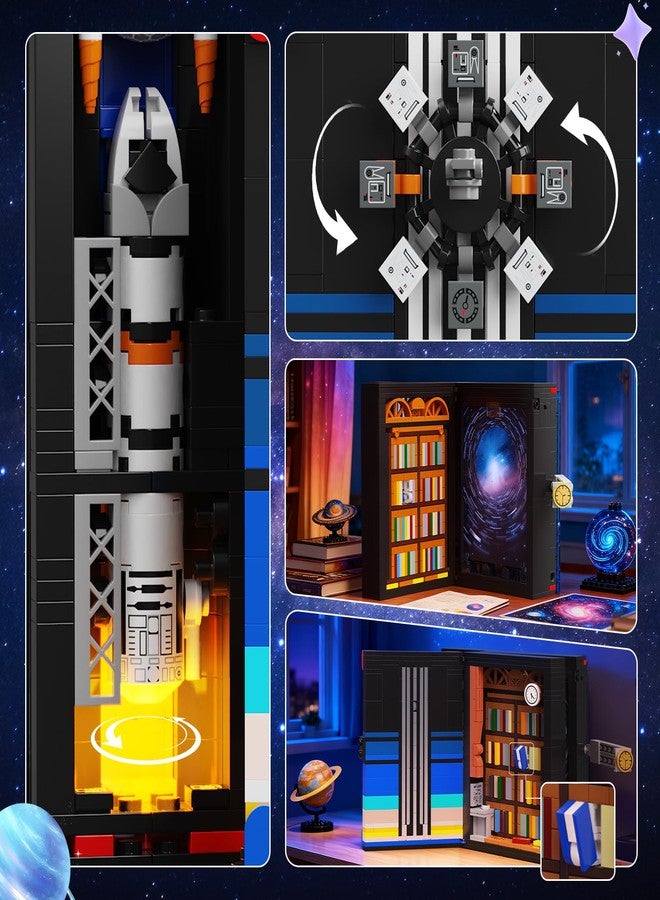 HOGOKIDS Magic Space Book Nook Building Set with LED Light, 945PCS Book Nook Building Block Sets for Bookshelf Home Decor, DIY Miniature Book Model Kit, Christmas Birthday Gifts for Adults Boys Girls - Image 5